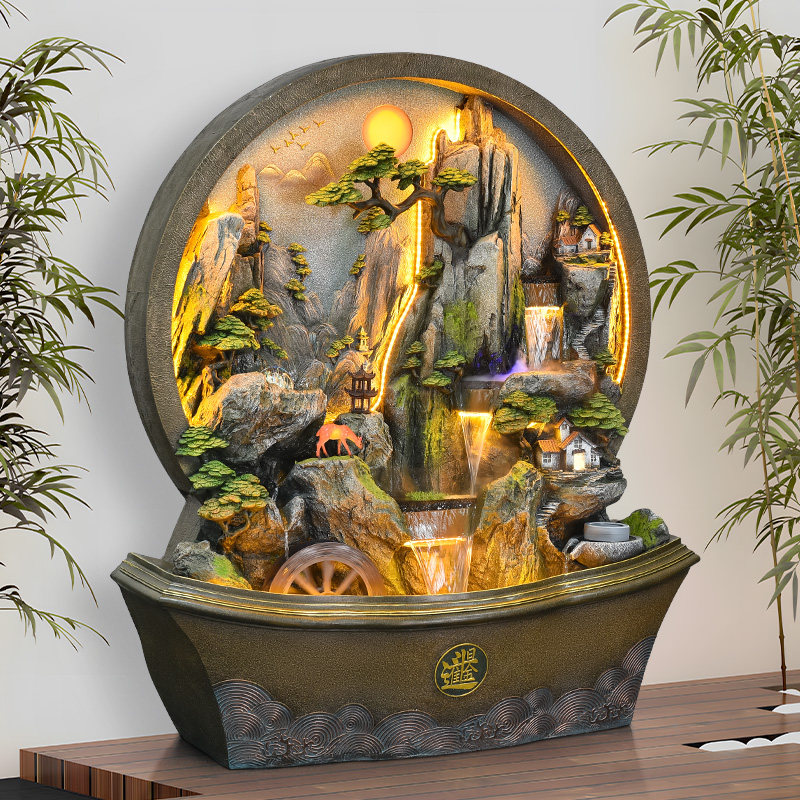 落地假山喷泉流水摆件水幕墙客厅玄关屏风景观阳台办公室招财装饰,淘宝优惠券,粉丝福利购,淘宝优惠卷