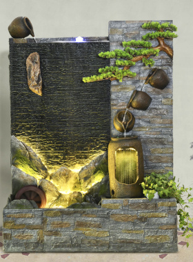 庭院鱼池大型角落景观流水屏风