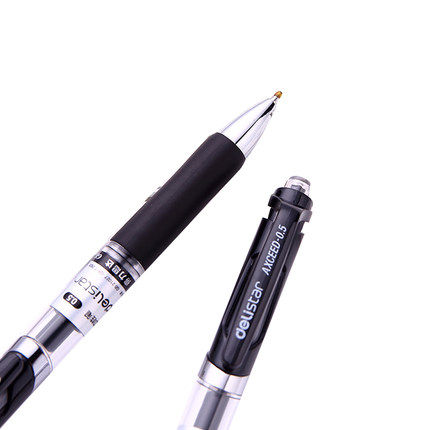 得力按动中性笔 黑色0.5mm 得力S01中性笔 办公签字笔 水笔 - 图2