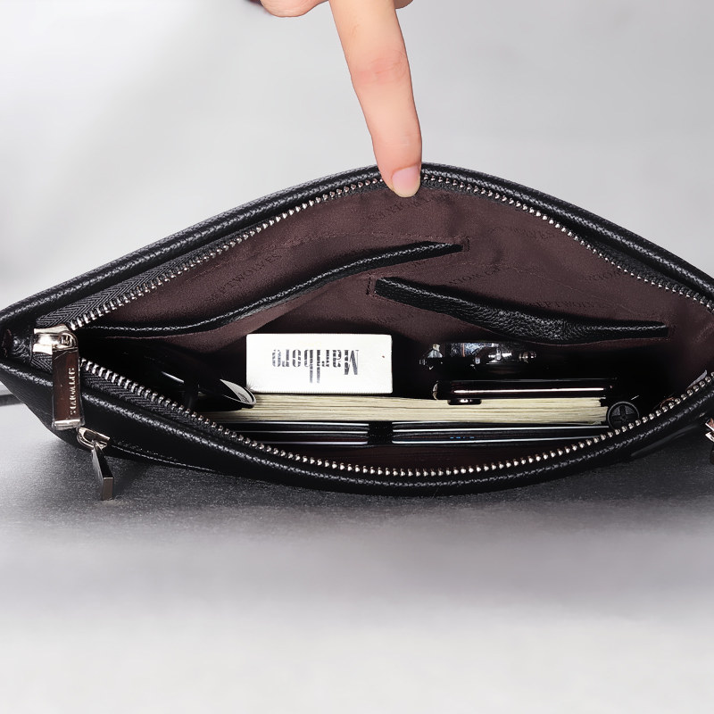 七匹狼休闲手拿包男大号夹包手提包 septwolves赤古男士包袋