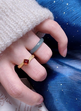 【相思泪】s925纯银天然石榴石戒指女小众设计高级感食指戒女礼物