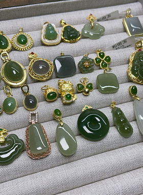 12.22【和田玉吊坠】天然和田玉碧玉吊坠s925纯银镶嵌玉石项链