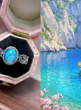 1.28更新【复古系列】s925纯银戒指欧泊幻彩仙女戒指礼物非洲欧泊