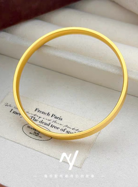 四方如意手镯传承沙金女手镯素圈实心不掉色送礼物轻奢精致首饰