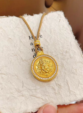 传承沙金女项链黄财神吊坠项链气质国风送礼物轻奢精致送礼女朋友