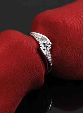 情人节礼物pt950铂金钻石戒指 钻戒白金戒指定制送女友刻字对戒