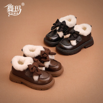 Dance Ma Girl Boots Children Genuine Leather Short Boots 2023 New Baby Autumn Winter Princess Plus Suede Winter Style Two Cotton Shoes