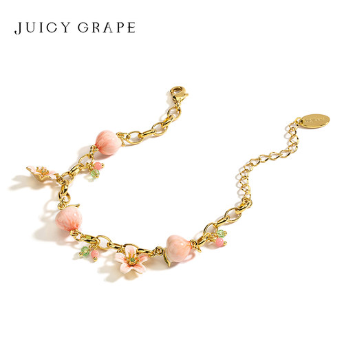 Juicy Grape水蜜桃手链女ins小众设计甜美可爱桃花桃子手饰品礼物 - 图1