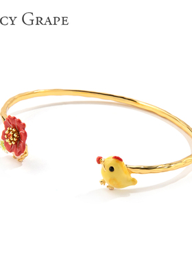 花朵设计感可爱风网红景泰蓝手镯