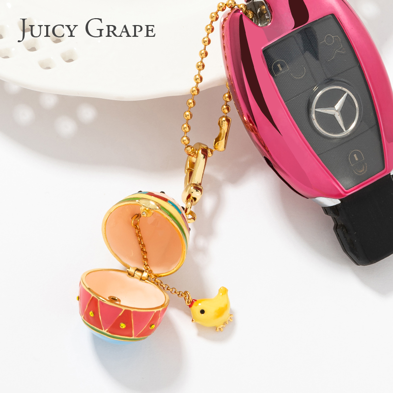 Juicy 项链吊坠可爱复活节彩蛋小黄鸡趣味本命年吉祥物挂坠 Grape Juicy 项链吊坠可爱复活节彩蛋小黄鸡趣味本命年吉祥物挂坠 Grape