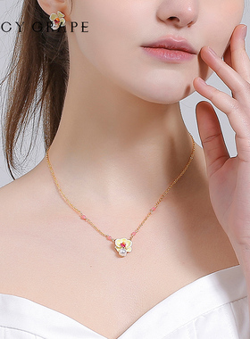 juicygrape甜美蝴蝶兰珍珠项链