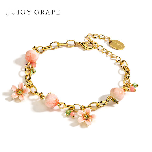 Juicy Grape水蜜桃手链女ins小众设计甜美可爱桃花桃子手饰品礼物 - 图3
