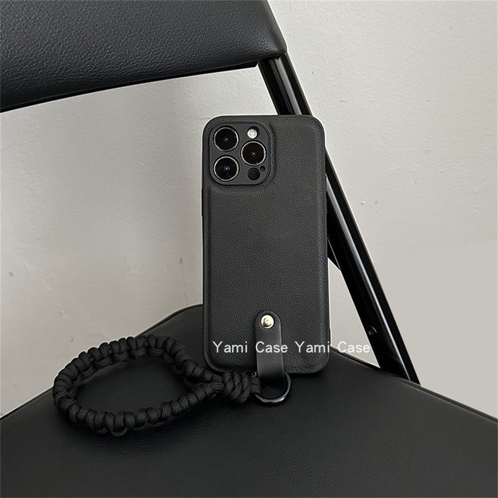 简约高级黑色皮纹适用17pro苹果15promax手机壳iphone13高档皮质11手腕手绳12小众16promax防摔14pro保护套,淘宝优惠券,粉丝福利购,淘宝优惠卷