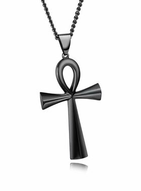 欧美饰品简约光面埃及十字架吊坠