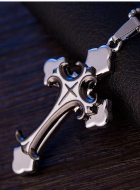 爆款5色时尚男装女装不锈钢十字架项链吊坠链