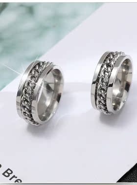 开啤酒瓶盖可旋转钛钢饰品戒指