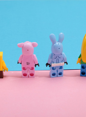 网红英雄积木公仔摆件挂件DIY鞋花鞋扣婚礼胸卡蛋糕配饰巴斯猪人