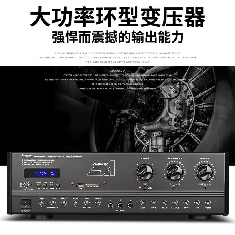 得普声DS2000功放机家用大功率蓝牙防啸叫KTV家庭卡拉OK音响套装 - 图1