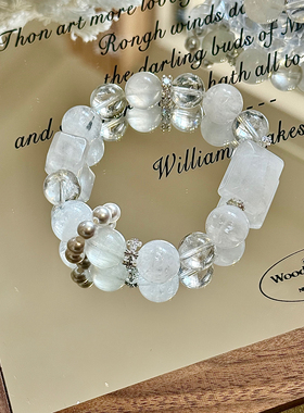 天然白幽灵手链女款单圈手串饰品礼物送女友闺蜜生日礼物