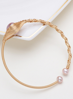 14K注金手工绕线天然淡水珍珠