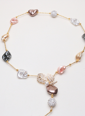 简约异形巴洛克长款贝壳珍珠