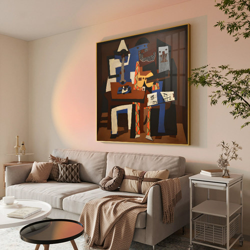 《三个音乐家》毕加索抽象名画装饰画餐厅客厅墙壁画玄关书房挂画 - 图1