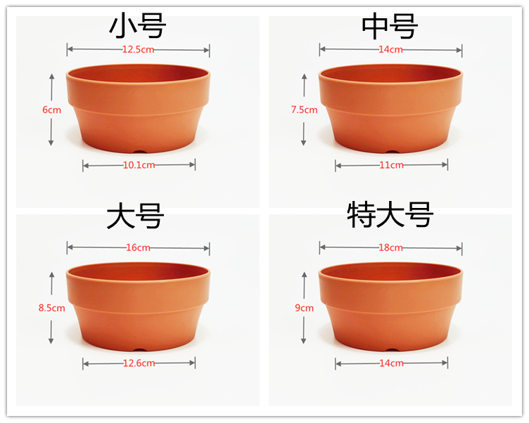 塑料仿红陶花盆陶土盆多肉圆形盆生石花种植盆矮款简约透气包邮 - 图1