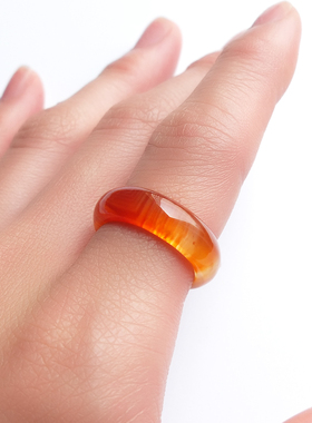 沛孚热销玛瑙玉髓戒指男女简单款