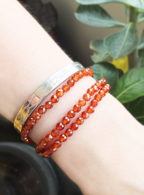 沛孚天然芬达石手链时尚石榴石女