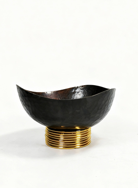 轻奢紫铜果盘家居软装饰品摆件客厅干果点心盘糖果盘置物盘