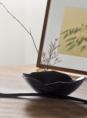 纯铜金枝荷叶果盘高档摆盘