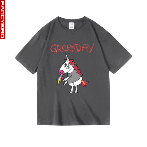 美国朋克独角兽greenday绿日摇滚周边衣服纯棉短半袖T恤男中性夏 - 图3