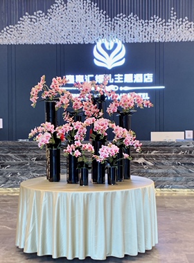 黑色玻璃花瓶酒店大堂桌面装饰
