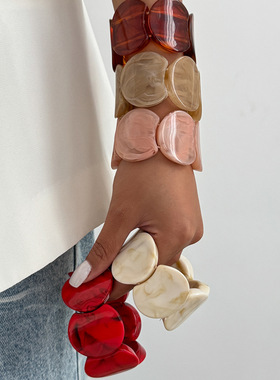 ins风晕染树脂圆弧形拼接手链