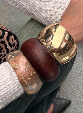 欧美夸张手镯组合法式木手镯