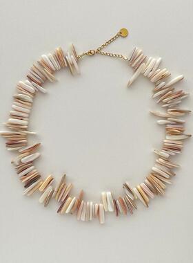 不规则贝母串珠锁骨链