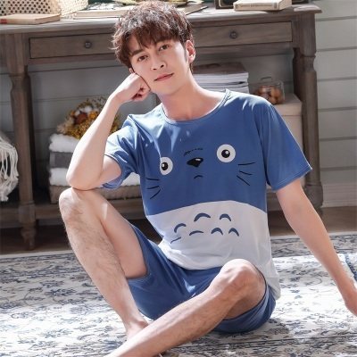 男士短袖夏季卡通睡衣男两件套装青少年学生宽松休闲薄款家居服夏,淘宝优惠券,粉丝福利购,淘宝优惠卷