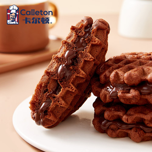 【丁禹兮代言】卡尔顿生巧爆浆华夫饼巧克力面包蛋糕早餐食品夹心 - 图1