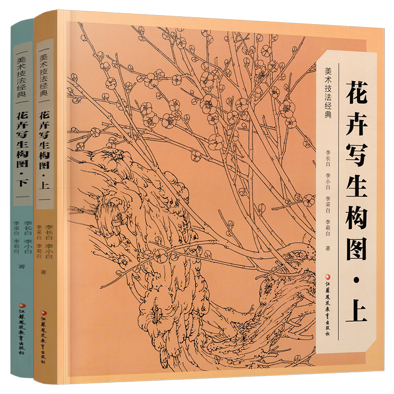 美术技法经典 花卉写生构图上下2本套装 中国工笔花鸟画大师李长白著 儿童初学绘画本国画水墨粉画插画教程基础入门教材书籍