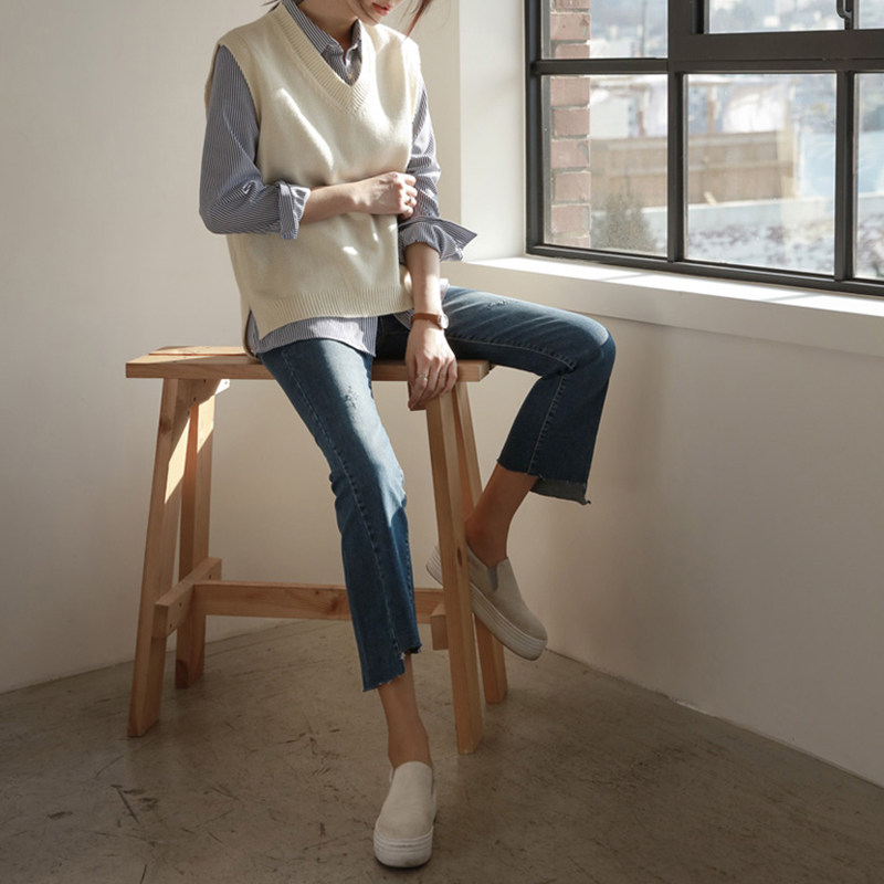 背心女初秋2020 v领日系叠穿毛衣 多菲雅马夹
