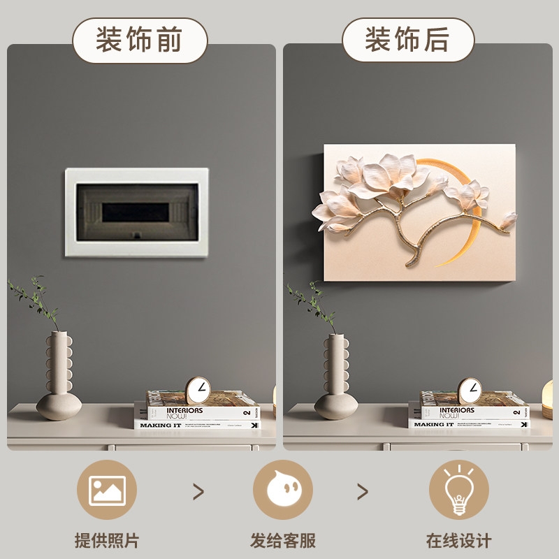现代简约浮雕电箱轻奢客厅遮挡箱挂画高级感餐厅壁画电表箱装饰画,淘宝优惠券,粉丝福利购,淘宝优惠卷