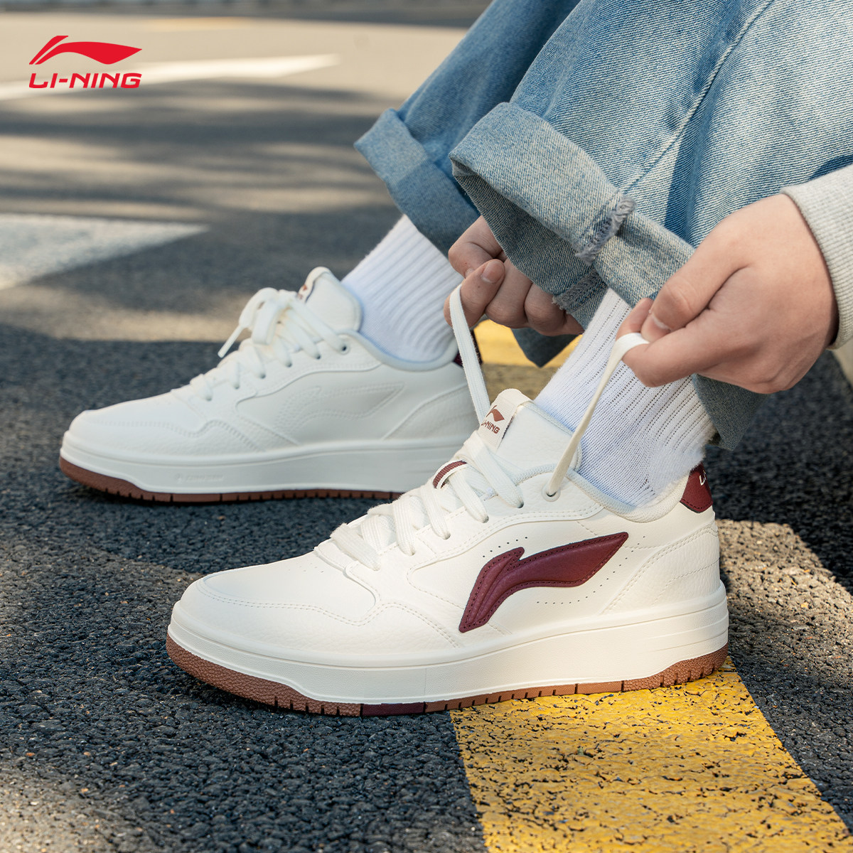 李宁天迹板鞋男鞋2025秋季新款男子学生舒适经典青少年休闲运动鞋 - 图0