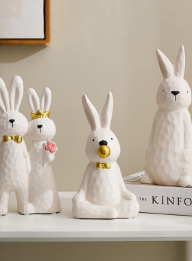 速发可爱电子摆件面关桌玄客厅兔视柜家居创意装饰品卧室摆设送礼