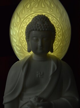 速发佛光菩屏陶瓷藏音佛像观世音地观带萨阿弥陀佛西方三圣摆件