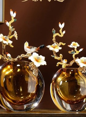 速发花迁礼物海洋之装琉璃乔瓶摆件客厅高档轻奢彩心饰品