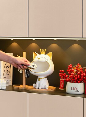 速发招财猫入户玄关收纳摆件新迁之喜装饰品客厅搬家乔居礼物