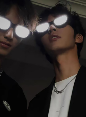 搞笑沙雕cosplay动漫同款led彩色发光亮眼镜中二玩具蹦迪拍照