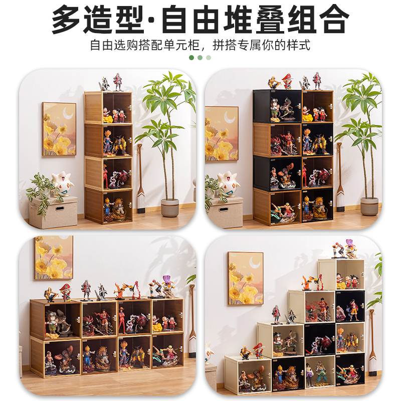 手办柜乐高亚克力展示柜盲盒收纳架子防尘玻璃玩具模型酒柜陈列柜 - 图2
