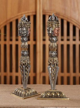 速发藏杵黄铜三面件巴金刚式家用供奉尼泊尔金刚橛法器供奉摆普纯