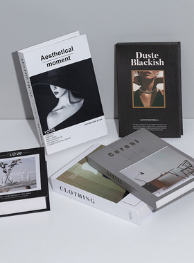 速发办件室书架装饰书拍照道具书饰书摆公装假时尚杂志摆件英文书